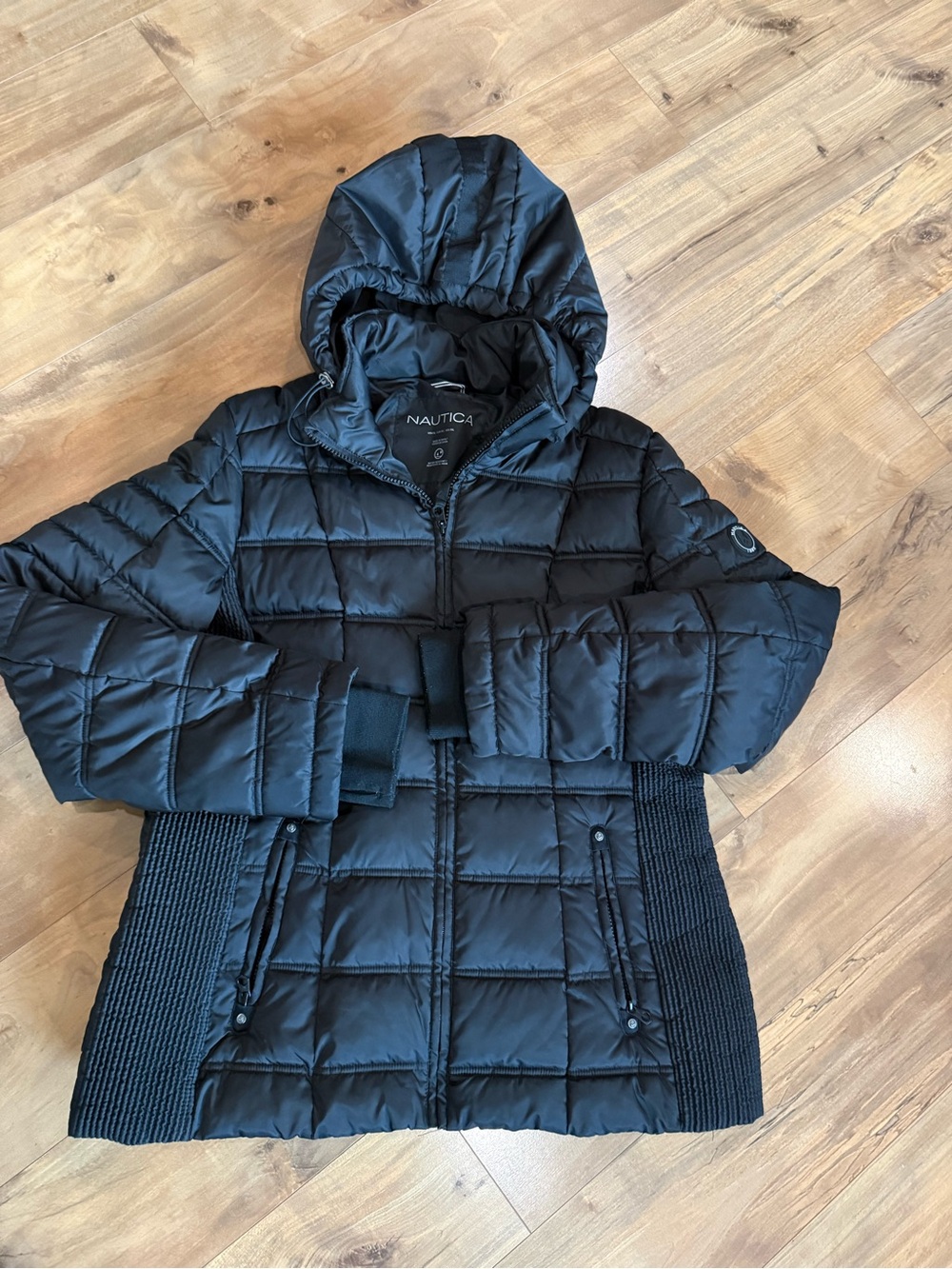 Nautica Women's Black Quilted Hooded Puffer Jacket